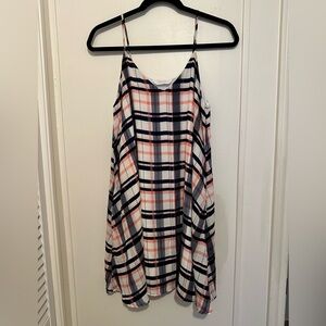 Peach Love California Pink and Blue Plaid Mini Swing Dress size small